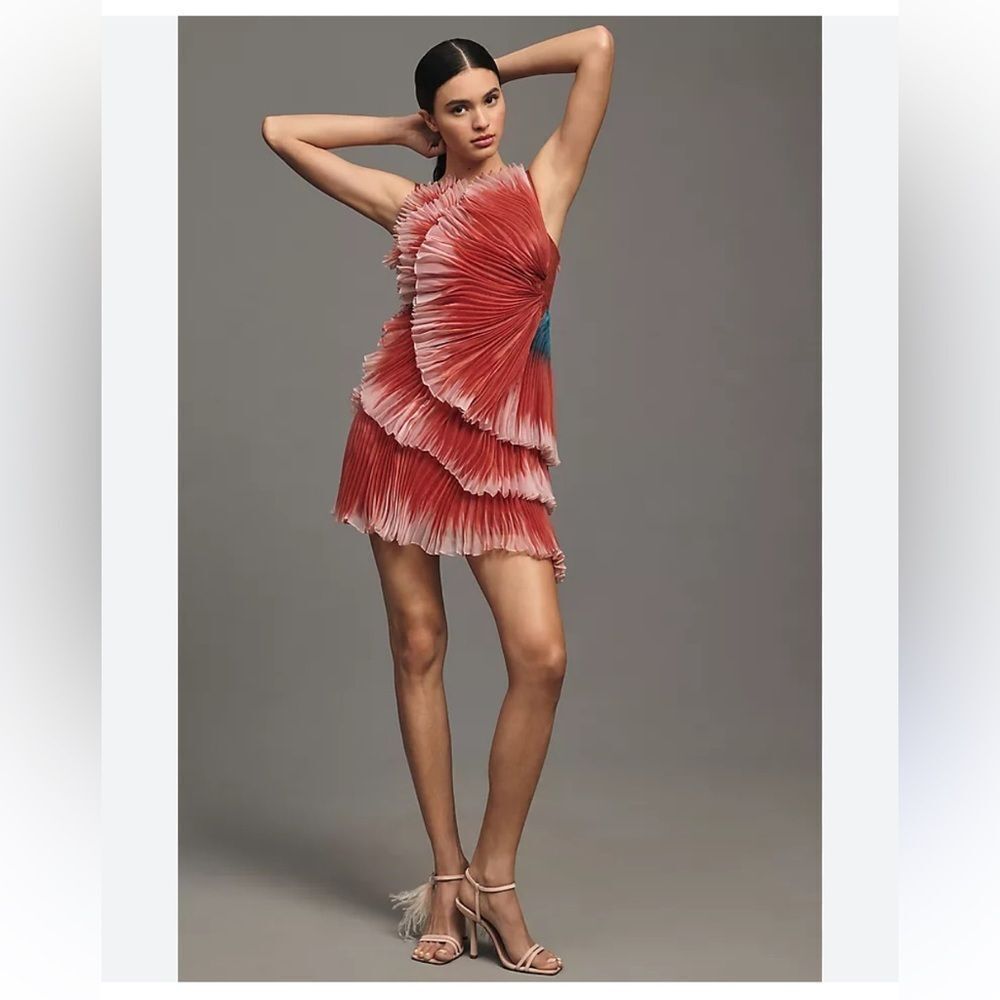 Geisha Designs 3D Floral Asymmetrical Mini Dress
